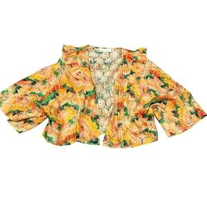 Anthropologie Women's Lace Floral Cardigan Wrap Top Shirt Women's ONE SIZE S M L